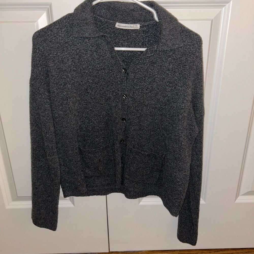 Abercrombie & Fitch Charcoal Button-Front Cardigan